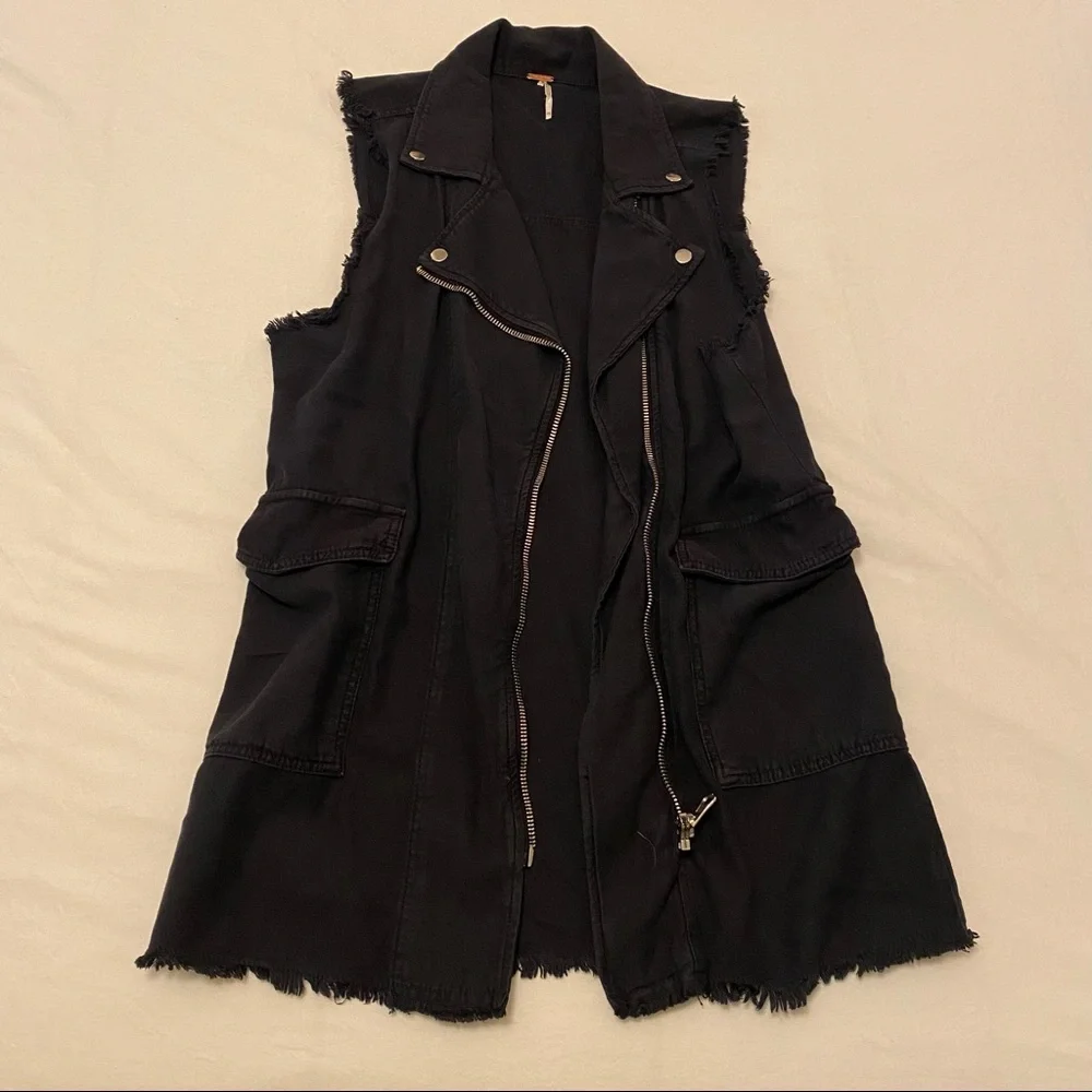 Free People Zip-Up Long Vest